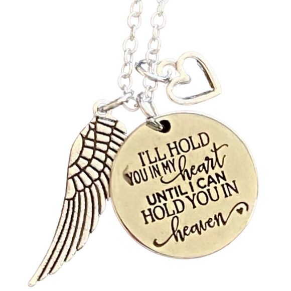 Angel Wing Heart Heaven Silver Plated Charm Pendant Necklace NWT - Picture 8 of 8